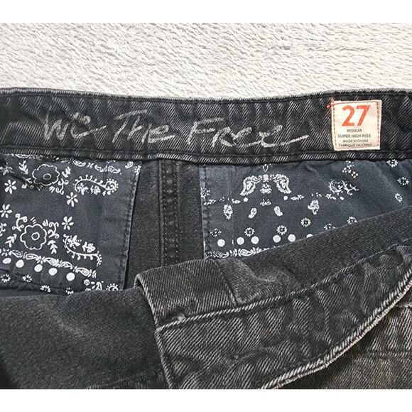 Free People We The Free Jean Skirt Mini Button Front Black Pockets Womens Sz 27 - Picture 3 of 9